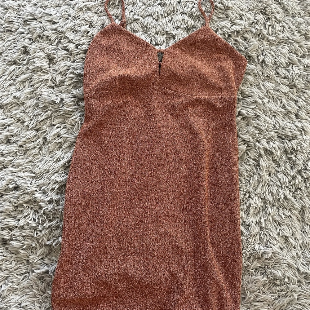 rose gold glitter mini dress